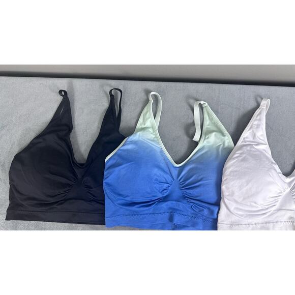 Rhonda Shear Bra Set Lot of 3 Size XL White Black Ahh Seamless Ombre Blue 9220 - Picture 2 of 6